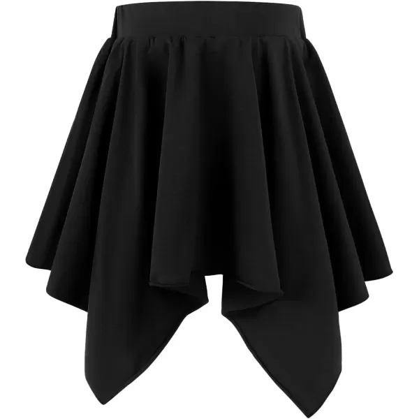 Noomelfish Girls Cotton Handkerchief Hem Twirl Skirt Mini Stretch Dance Skirts 512 YearsBlack