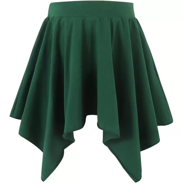 Noomelfish Girls Cotton Handkerchief Hem Twirl Skirt Mini Stretch Dance Skirts 512 YearsDark Green