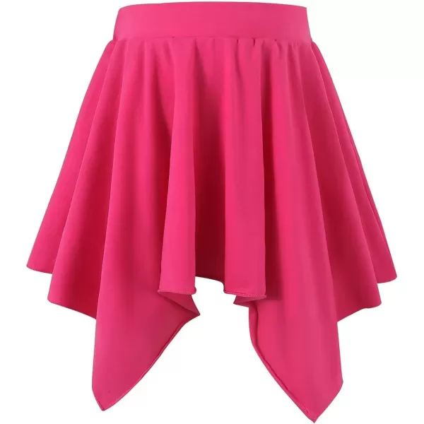 Noomelfish Girls Cotton Handkerchief Hem Twirl Skirt Mini Stretch Dance Skirts 512 YearsHot Pink