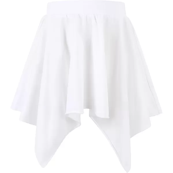 Noomelfish Girls Cotton Handkerchief Hem Twirl Skirt Mini Stretch Dance Skirts 512 YearsWhite