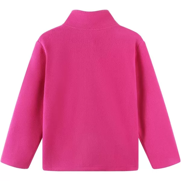 Noomelfish Girls Full Zip Soft Polar Fleece Jacket Outerwear Coat With Pockets 514 YearsHot Pink