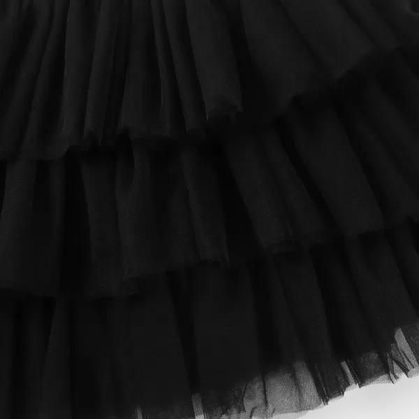 Noomelfish Girls Layered Tutu Skirt Ruffle Tiered Tulle Party Dance Skirts 310 YearsBlack