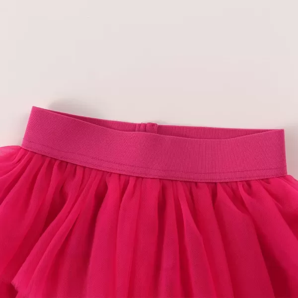 Noomelfish Girls Layered Tutu Skirt Ruffle Tiered Tulle Party Dance Skirts 310 YearsHot Pink
