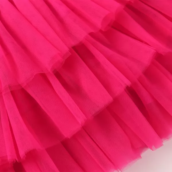 Noomelfish Girls Layered Tutu Skirt Ruffle Tiered Tulle Party Dance Skirts 310 YearsHot Pink