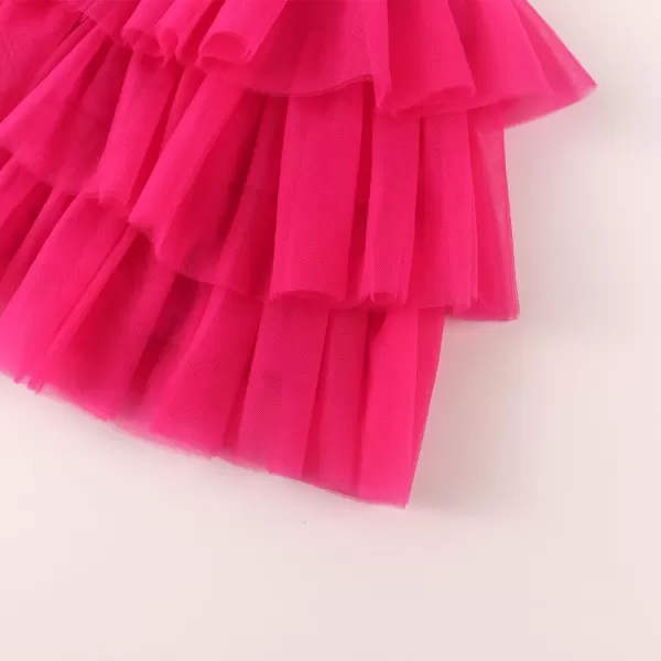 Noomelfish Girls Layered Tutu Skirt Ruffle Tiered Tulle Party Dance Skirts 310 YearsHot Pink