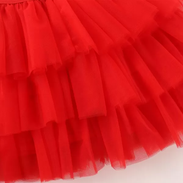 Noomelfish Girls Layered Tutu Skirt Ruffle Tiered Tulle Party Dance Skirts 310 YearsRed