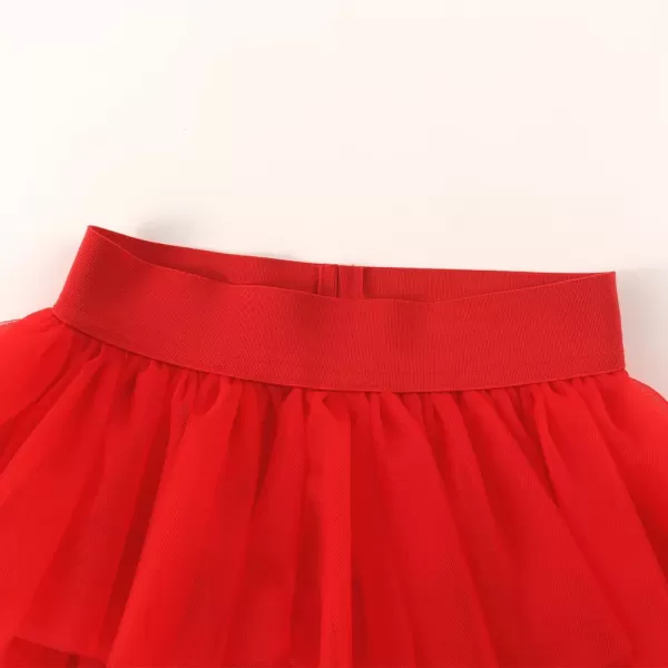 Noomelfish Girls Layered Tutu Skirt Ruffle Tiered Tulle Party Dance Skirts 310 YearsRed