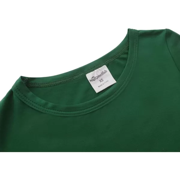 Noomelfish Girls Long Sleeve Maxi Dress Solid Color Casual Long Dresses with Pockets 412 YearsDark Green