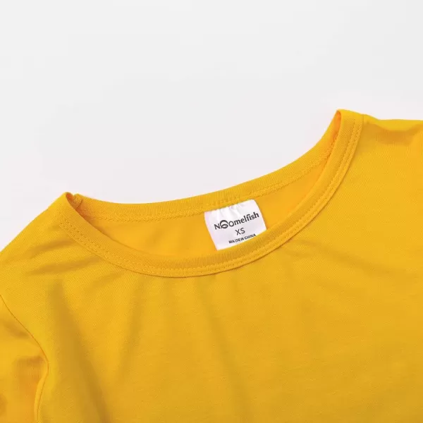 Noomelfish Girls Long Sleeve Maxi Dress Solid Color Casual Long Dresses with Pockets 412 YearsMustard