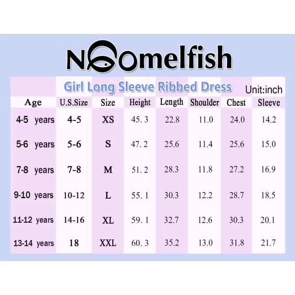 Noomelfish Girls Long Sleeve Ribbed knit Dress Solid Color Casual Pocket Dresses 412 YearsBlack