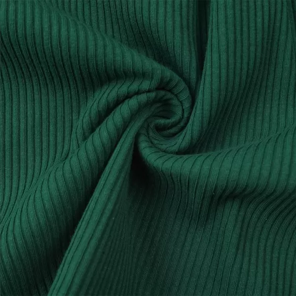 Noomelfish Girls Long Sleeve Ribbed knit Dress Solid Color Casual Pocket Dresses 412 YearsDark Green