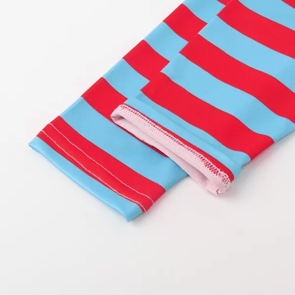 Noomelfish Girls Printed Leggings Soft Full Length Stretch Pants 412 YearsBlue and Red Striped