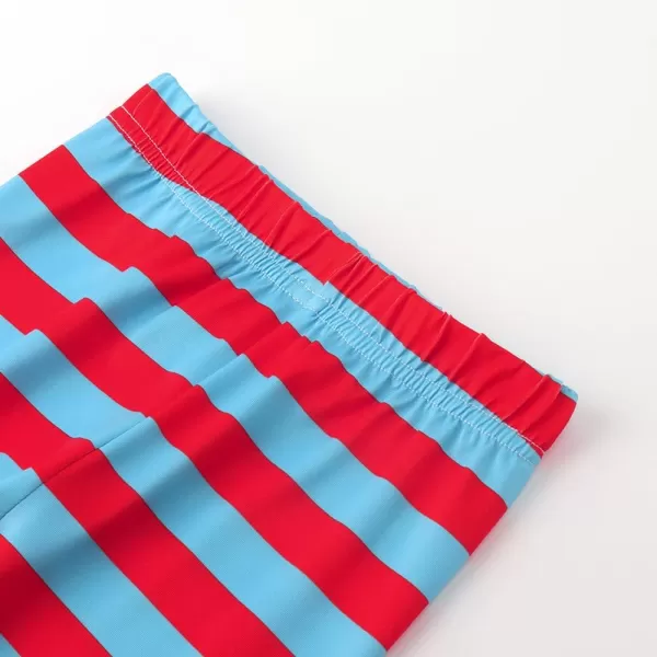 Noomelfish Girls Printed Leggings Soft Full Length Stretch Pants 412 YearsBlue and Red Striped