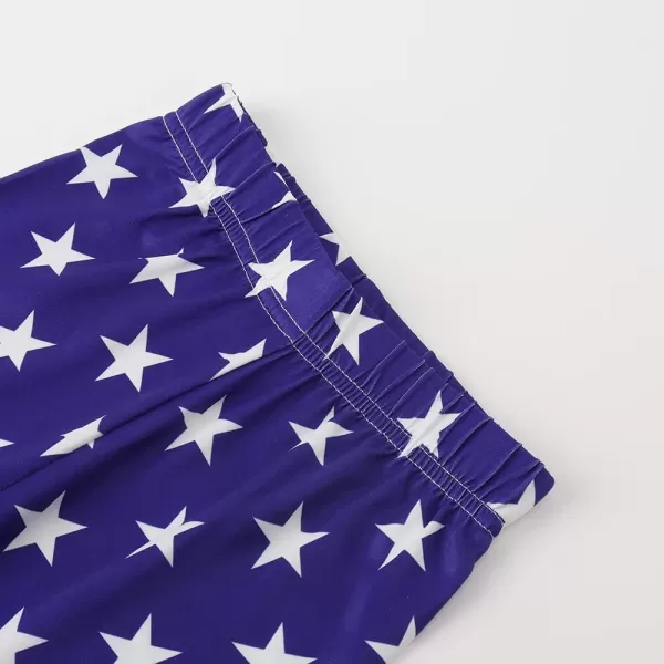 Noomelfish Girls Printed Leggings Soft Full Length Stretch Pants 412 YearsBlue and White Stars