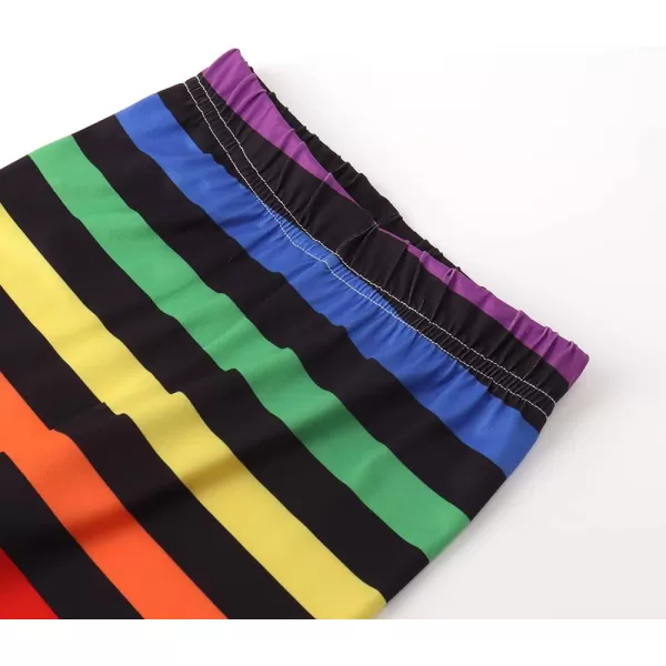 Noomelfish Girls Printed Leggings Soft Full Length Stretch Pants 412 YearsRainbow Striped