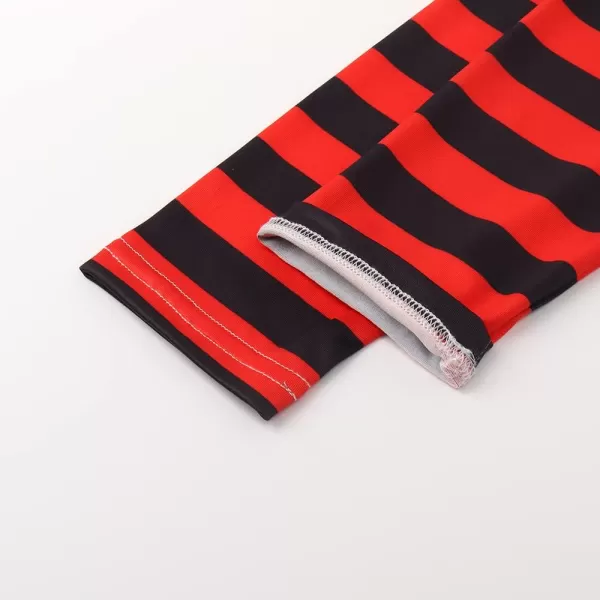 Noomelfish Girls Printed Leggings Soft Full Length Stretch Pants 412 YearsRed and Black Striped