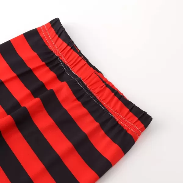 Noomelfish Girls Printed Leggings Soft Full Length Stretch Pants 412 YearsRed and Black Striped