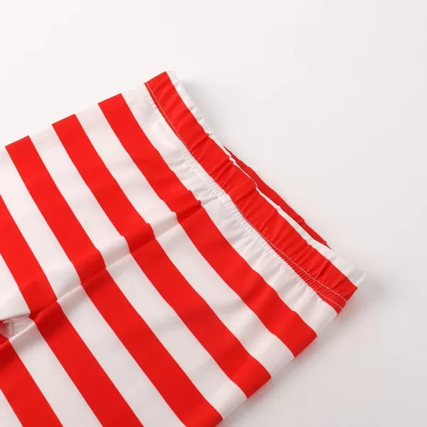 Noomelfish Girls Printed Leggings Soft Full Length Stretch Pants 412 YearsRed and White Striped