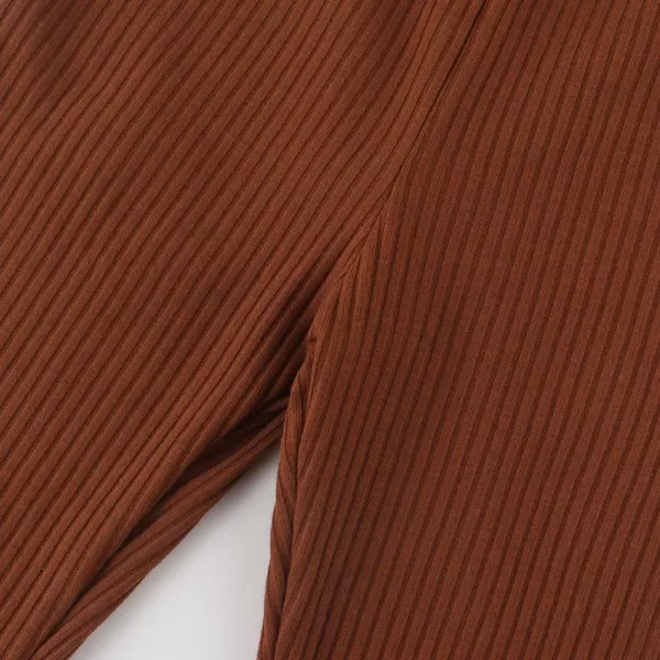 Noomelfish Girls Ribbed Flared Pants Cotton Ruffle Leggings Bell Bottoms 412 YearsBrown
