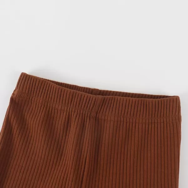Noomelfish Girls Ribbed Flared Pants Cotton Ruffle Leggings Bell Bottoms 412 YearsBrown