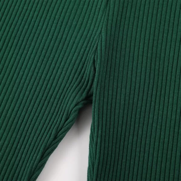 Noomelfish Girls Ribbed Flared Pants Cotton Ruffle Leggings Bell Bottoms 412 YearsDark Green