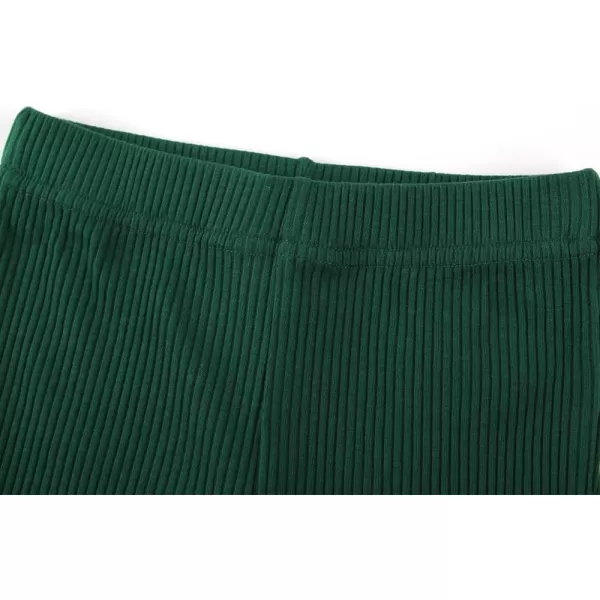 Noomelfish Girls Ribbed Flared Pants Cotton Ruffle Leggings Bell Bottoms 412 YearsDark Green