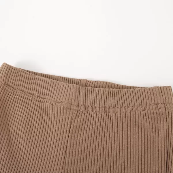 Noomelfish Girls Ribbed Flared Pants Cotton Ruffle Leggings Bell Bottoms 412 YearsDark Khaki