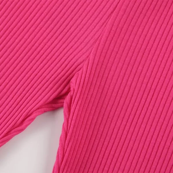 Noomelfish Girls Ribbed Flared Pants Cotton Ruffle Leggings Bell Bottoms 412 YearsHot Pink