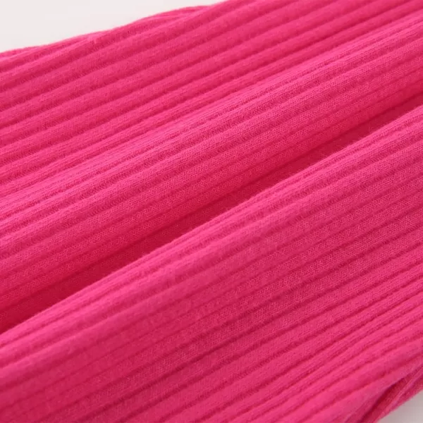 Noomelfish Girls Ribbed Flared Pants Cotton Ruffle Leggings Bell Bottoms 412 YearsHot Pink