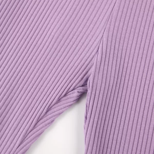 Noomelfish Girls Ribbed Flared Pants Cotton Ruffle Leggings Bell Bottoms 412 YearsLight Purple