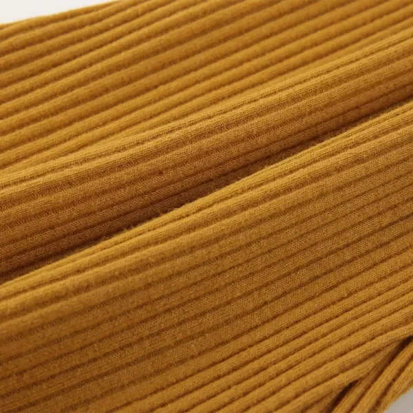 Noomelfish Girls Ribbed Flared Pants Cotton Ruffle Leggings Bell Bottoms 412 YearsMustard Yellow
