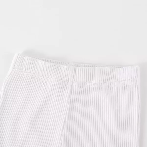 Noomelfish Girls Ribbed Flared Pants Cotton Ruffle Leggings Bell Bottoms 412 YearsWhite