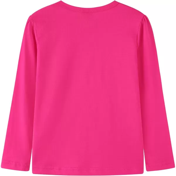 Noomelfish Girls Ruffle Heart TShirts Cute Long Sleeve Tee Tops 412 YearsHot Pink