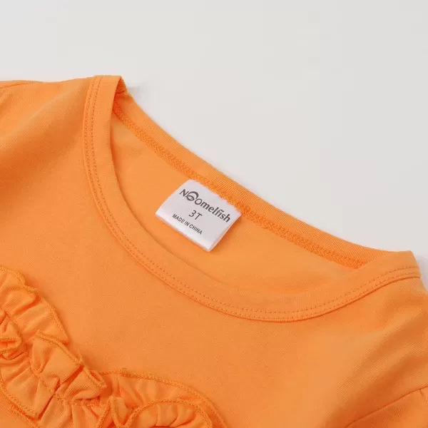 Noomelfish Girls Ruffle Heart TShirts Cute Long Sleeve Tee Tops 412 YearsOrange