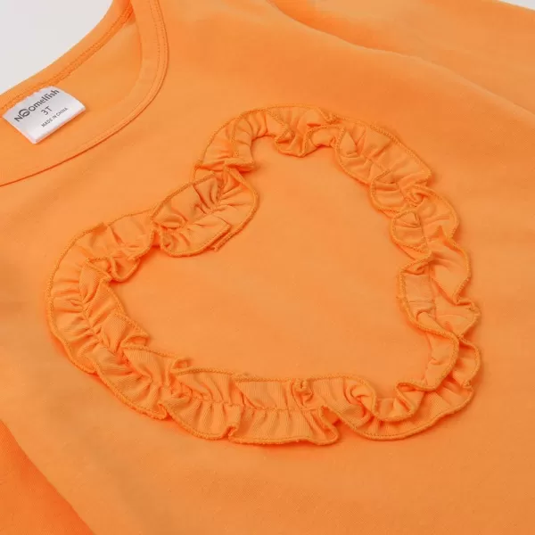 Noomelfish Girls Ruffle Heart TShirts Cute Long Sleeve Tee Tops 412 YearsOrange