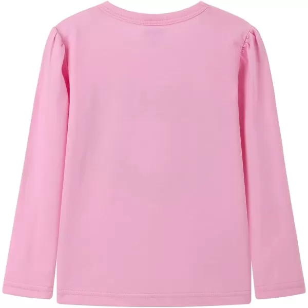 Noomelfish Girls Ruffle Heart TShirts Cute Long Sleeve Tee Tops 412 YearsPink