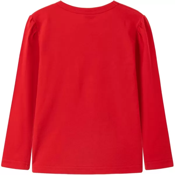 Noomelfish Girls Ruffle Heart TShirts Cute Long Sleeve Tee Tops 412 YearsRed