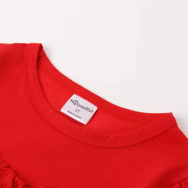Noomelfish Girls Ruffle Heart TShirts Cute Long Sleeve Tee Tops 412 YearsRed