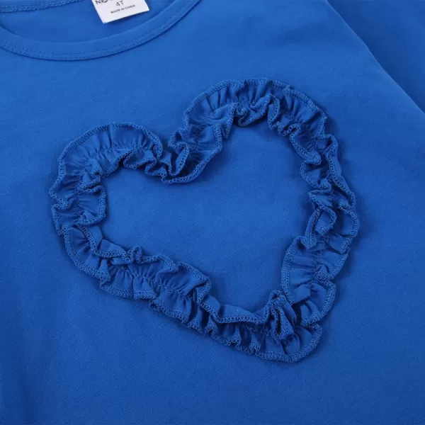 Noomelfish Girls Ruffle Heart TShirts Cute Long Sleeve Tee Tops 412 YearsRoyal Blue