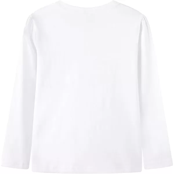 Noomelfish Girls Ruffle Heart TShirts Cute Long Sleeve Tee Tops 412 YearsSolid White