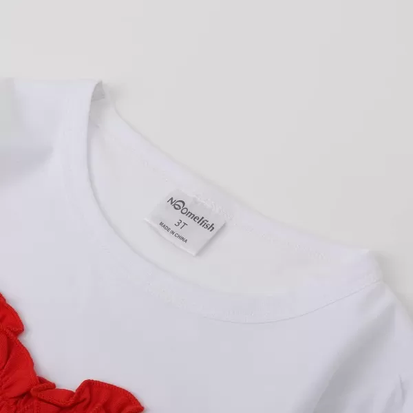 Noomelfish Girls Ruffle Heart TShirts Cute Long Sleeve Tee Tops 412 YearsWhite