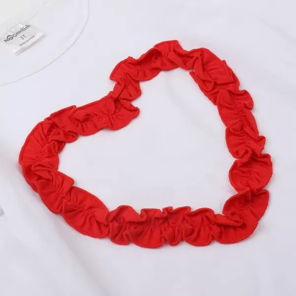 Noomelfish Girls Ruffle Heart TShirts Cute Long Sleeve Tee Tops 412 YearsWhite