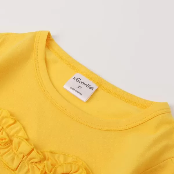 Noomelfish Girls Ruffle Heart TShirts Cute Long Sleeve Tee Tops 412 YearsYellow