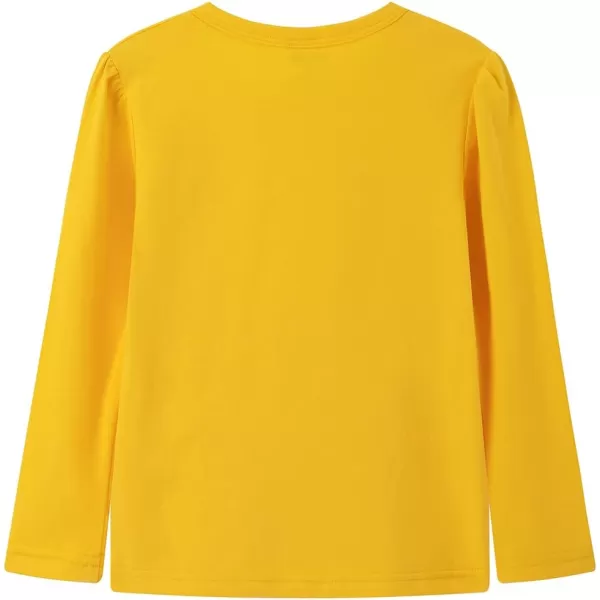 Noomelfish Girls Ruffle Heart TShirts Cute Long Sleeve Tee Tops 412 YearsYellow