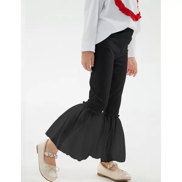 Noomelfish Girls Ruffle Leggings Tulle Bell Bottoms Flare Pants Trousers 310 YearsBlack
