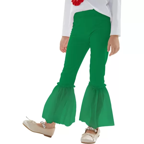 Noomelfish Girls Ruffle Leggings Tulle Bell Bottoms Flare Pants Trousers 310 YearsGreen