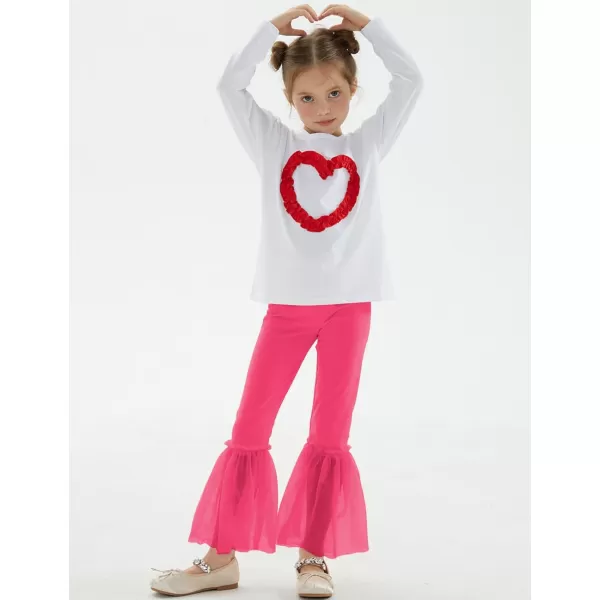 Noomelfish Girls Ruffle Leggings Tulle Bell Bottoms Flare Pants Trousers 310 YearsHot Pink