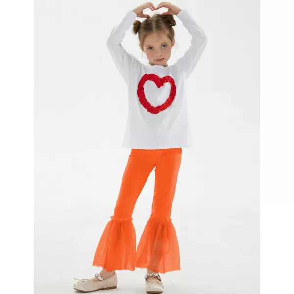 Noomelfish Girls Ruffle Leggings Tulle Bell Bottoms Flare Pants Trousers 310 YearsOrange
