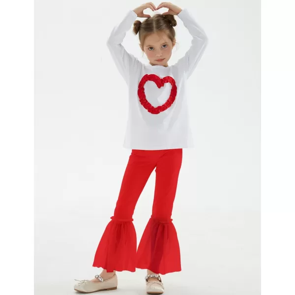 Noomelfish Girls Ruffle Leggings Tulle Bell Bottoms Flare Pants Trousers 310 YearsRed