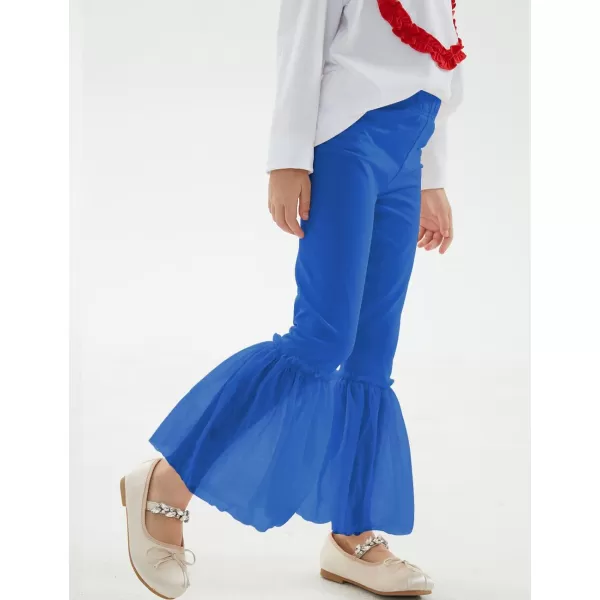 Noomelfish Girls Ruffle Leggings Tulle Bell Bottoms Flare Pants Trousers 310 YearsRoyal Blue